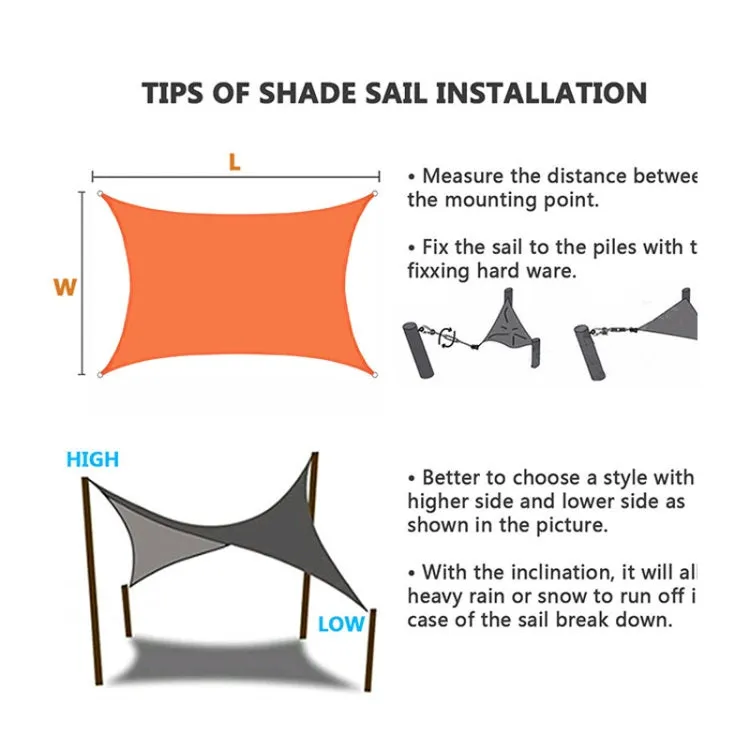 Outdoor Garden Sunshade Sail Waterproof Anti-UV Canopy, Size: 2m x 3m(Orange)