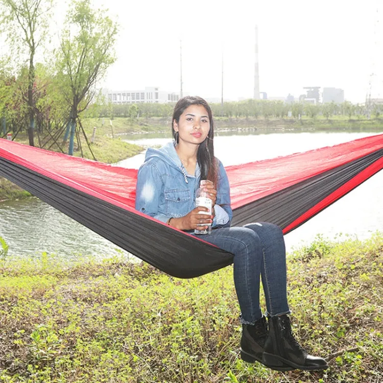 Outdoor Hammock Nylon Parachute Cloth Travel Camping Swing, Style: 2.7m x 1.4m (Black Red)