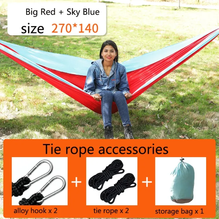 Outdoor Hammock Nylon Parachute Cloth Travel Camping Swing, Style: 2.7m x 1.4m (Red Sky Blue)