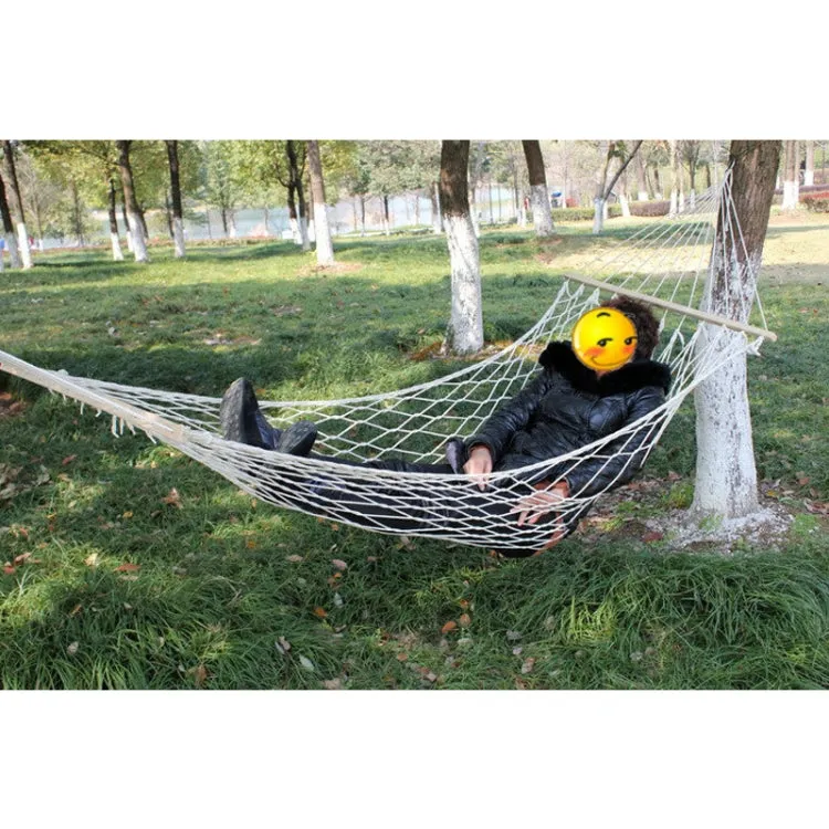 Outdoor Mesh Hammock Cotton Thread Solid Wood Stick Hammock Indoor Swing, Size: 200x80cm