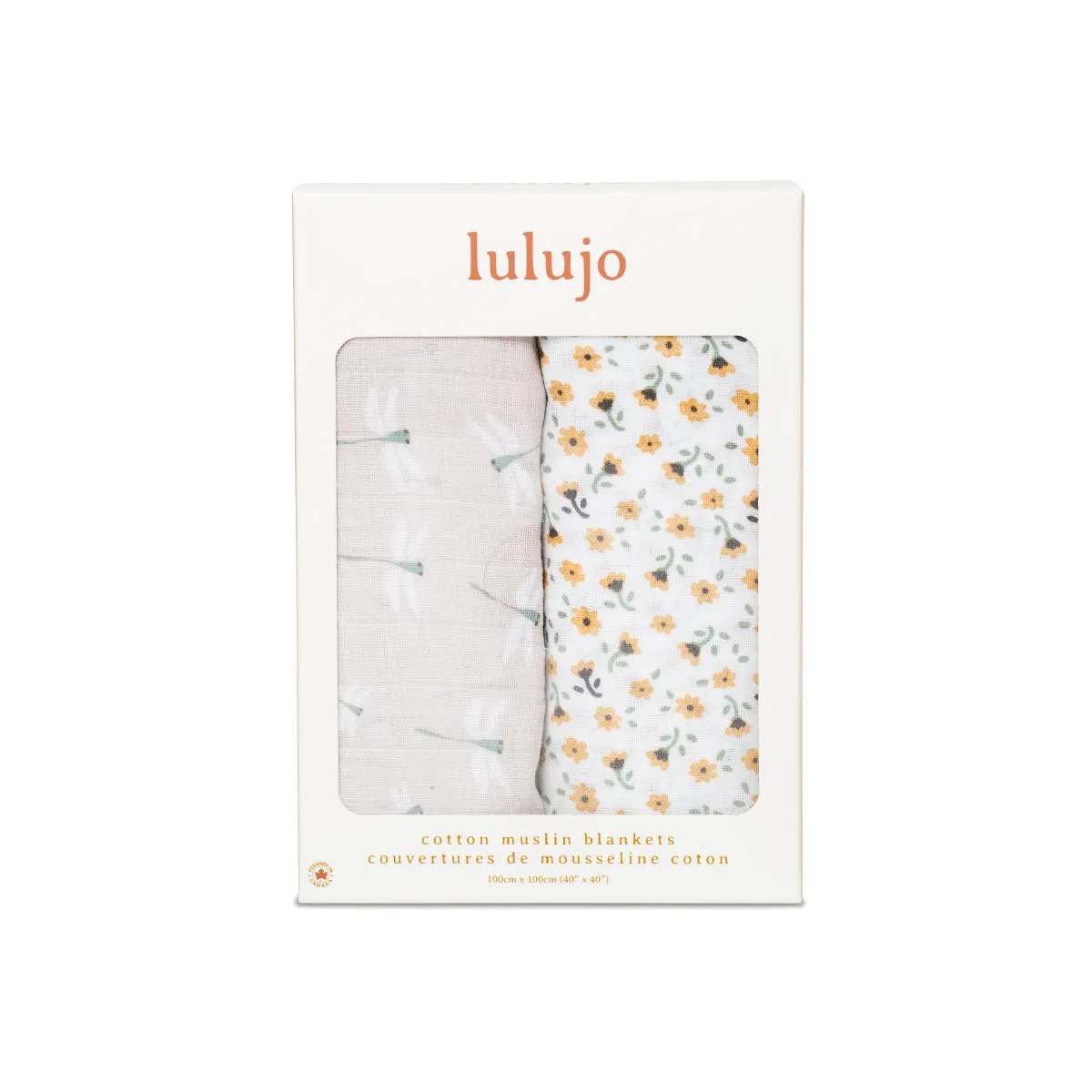 Pack of 2 Swaddle Blankets Multipurpose Muslins - Vintage Floral / Dragonfly