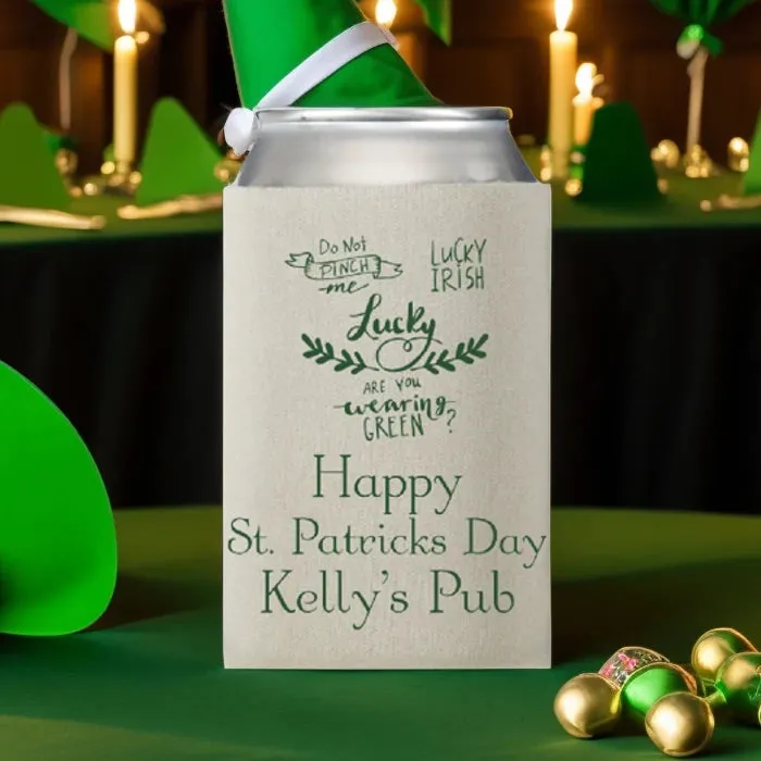 Personalized Collapsable Neoprene Saint Patrick's Day Can Cooler Favors