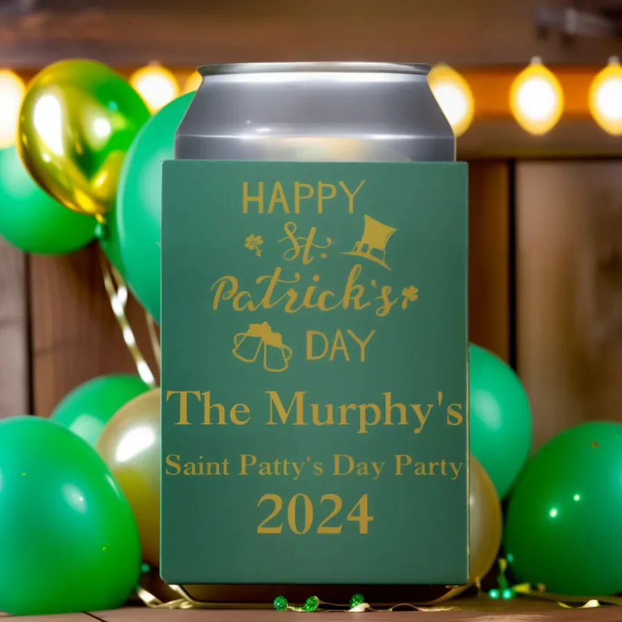 Personalized Collapsable Neoprene Saint Patrick's Day Can Cooler Favors