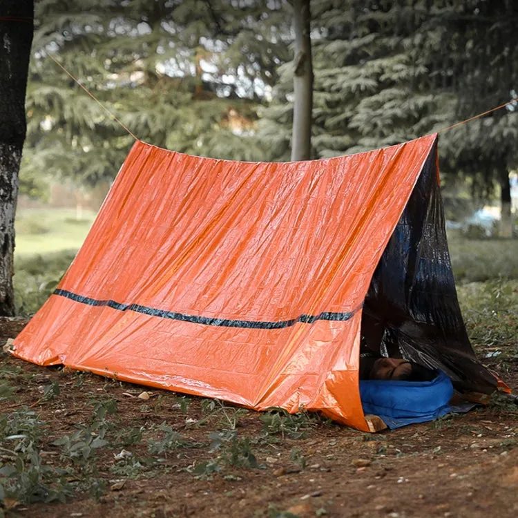 Portable Aluminum Film Outdoor Emergency Warming Triangular Tent(Orange)