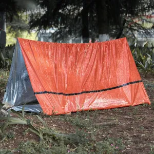 Portable Aluminum Film Outdoor Emergency Warming Triangular Tent(Orange)