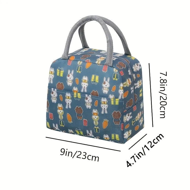 Reusable Insulated Lunch Bag with Animal Print  Perfect for Work School and Picnics