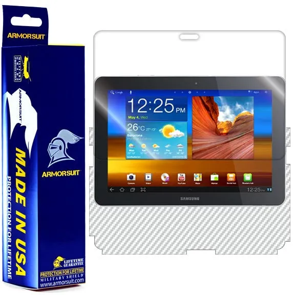 Samsung Galaxy Tab 10.1 Screen Protector   White Carbon Fiber Skin Protector