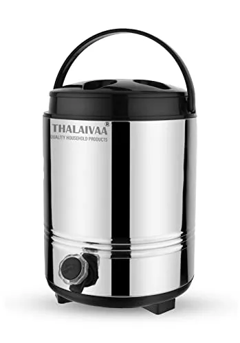 THALAIVAA Insulated Hot and Cold Water Containers with Tap (8 Liters, Silver) Highly Durable & Sturdy Base I Double Wall PUF Insulation Keeps Beverages HOT N Cold Upro 4 to 5 hrs I BPA Free