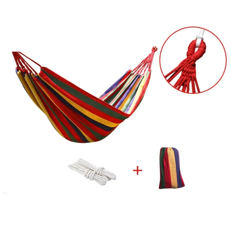 Thick Canvas Hammock Field Rollover Prevention Outdoor  Hammock Swing 260x100 No Stick (Red Stripes)